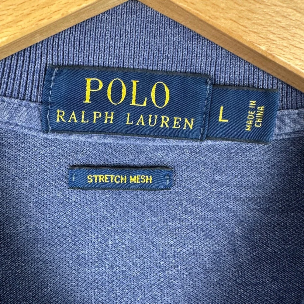 Polo Ralph Lauren Stretch Mesh Short Sleeve Polo Shirt Mens Large Blue Red Pony